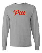 Load image into Gallery viewer, Grey Pittsburg State Pitt Logo Long Sleeve T-Shirt - Sport Grey