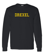 Load image into Gallery viewer, Drexel University Drexel Gold Text Long Sleeve - Black