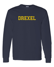 Load image into Gallery viewer, Drexel University Drexel Gold Text Long Sleeve - Navy