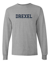 Load image into Gallery viewer, Drexel University Drexel Navy Text Long Sleeve - Sport Grey