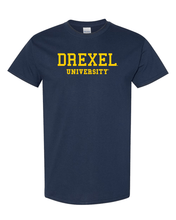 Load image into Gallery viewer, Drexel University Gold Text T-Shirt - Navy