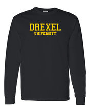 Load image into Gallery viewer, Drexel University Gold Text Long Sleeve - Black