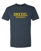 Load image into Gallery viewer, Drexel University Gold Text T-Shirt - Midnight Navy