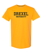 Load image into Gallery viewer, Drexel University Navy Text T-Shirt - Gold