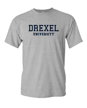 Load image into Gallery viewer, Drexel University Navy Text T-Shirt - Sport Grey