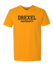 Load image into Gallery viewer, Drexel University Navy Text T-Shirt - Gold