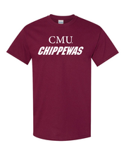 Load image into Gallery viewer, CMU White Text Chippewas T-Shirt | Central Michigan University Logo Apparel Mens/Womens T-Shirt - Maroon