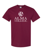 Load image into Gallery viewer, Alma College 1 Color Full Logo Adult T-Shirt | Alma College Scotty Student and Alumni Mens/Womens T-Shirt - Maroon