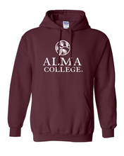 Load image into Gallery viewer, Premium Alma College 1 Color Full Logo Hooded Sweatshirt - Maroon