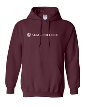 Load image into Gallery viewer, Premium Alma College 1 Color Text Hooded Sweatshirt - Maroon