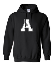 Load image into Gallery viewer, Premium Alma College White A Adult Hooded Sweatshirt Alma College Scotty Student and Alumni Mens/Womens Hoodie - Black