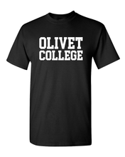 Load image into Gallery viewer, Olivet College Stacked White Text T-Shirt - Black