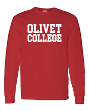 Load image into Gallery viewer, Olivet College Stacked White Text Long Sleeve - Red