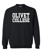 Load image into Gallery viewer, Olivet College Stacked White Text Crewneck Sweatshirt - Black