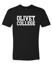 Load image into Gallery viewer, Olivet College Stacked White Text T-Shirt - Black