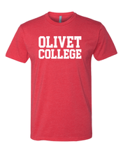 Load image into Gallery viewer, Olivet College Stacked White Text T-Shirt - Red
