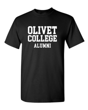 Load image into Gallery viewer, Olivet College Alumni Stacked White Text T-Shirt - Black
