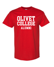 Load image into Gallery viewer, Olivet College Alumni Stacked White Text T-Shirt - Red