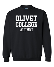 Load image into Gallery viewer, Olivet College Alumni Stacked White Text Crewneck Sweatshirt - Black