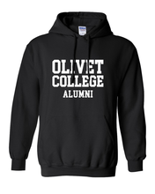 Load image into Gallery viewer, Olivet College Alumni Stacked White Text Hooded Sweatshirt - Black