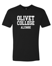 Load image into Gallery viewer, Olivet College Alumni Stacked White Text T-Shirt - Black