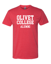 Load image into Gallery viewer, Olivet College Alumni Stacked White Text T-Shirt - Red