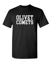 Load image into Gallery viewer, Olivet College Comets White Text T-Shirt - Black