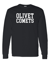 Load image into Gallery viewer, Olivet College Comets White Text Long Sleeve - Black