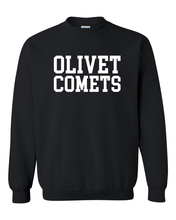 Load image into Gallery viewer, Olivet College Comets White Text Crewneck Sweatshirt - Black