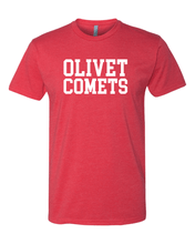 Load image into Gallery viewer, Olivet College Comets White Text T-Shirt - Red