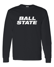 Load image into Gallery viewer, Ball State University Block Letters One Color Long Sleeve - Black
