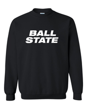Load image into Gallery viewer, Ball State University Block Letters One Color Crewneck Sweatshirt - Black