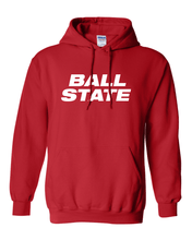 Load image into Gallery viewer, Ball State University Block Letters One Color Hooded Sweatshirt - Red