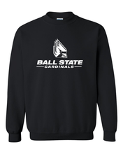 Load image into Gallery viewer, Ball State University with Logo One Color Crewneck Sweatshirt - Black