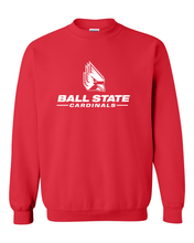Load image into Gallery viewer, Ball State University with Logo One Color Crewneck Sweatshirt - Red