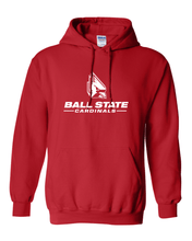 Load image into Gallery viewer, Ball State University with Logo One Color Hooded Sweatshirt - Red