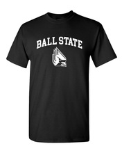Load image into Gallery viewer, Ball State Block Letters with Student Logo T-Shirt - Black