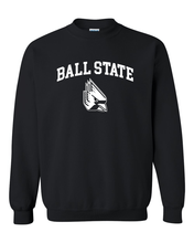 Load image into Gallery viewer, Ball State Block Letters with Student Logo Crewneck Sweatshirt - Black