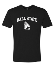 Load image into Gallery viewer, Ball State Block Letters with Student Logo Exclusive Soft Shirt - Black