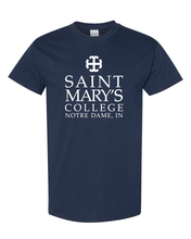 Load image into Gallery viewer, Saint Mary's College One Color White Stacked Text T-Shirt - Navy