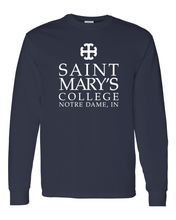 Load image into Gallery viewer, Saint Mary's College One Color White Stacked Text Long Sleeve - Navy