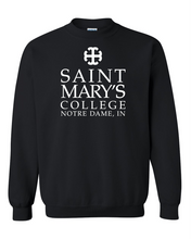 Load image into Gallery viewer, Saint Mary's College 1Color White Stacked Text Crewneck Sweatshirt - Black