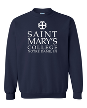 Load image into Gallery viewer, Saint Mary's College 1Color White Stacked Text Crewneck Sweatshirt - Navy