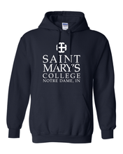 Load image into Gallery viewer, Saint Mary's College One Color White Stacked Text Hoodie - Navy