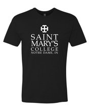 Load image into Gallery viewer, Saint Mary's College One Color White Stacked Text T-Shirt - Black