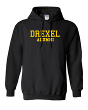 Load image into Gallery viewer, Drexel University Alumni Gold Text Hooded Sweatshirt - Black