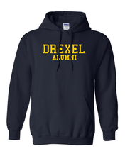 Load image into Gallery viewer, Drexel University Alumni Gold Text Hooded Sweatshirt - Navy