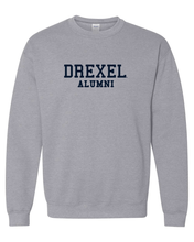 Load image into Gallery viewer, Drexel University Alumni Navy Text Crewneck Sweatshirt - Sport Grey