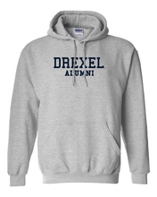 Load image into Gallery viewer, Drexel University Alumni Navy Text Hooded Sweatshirt - Sport Grey