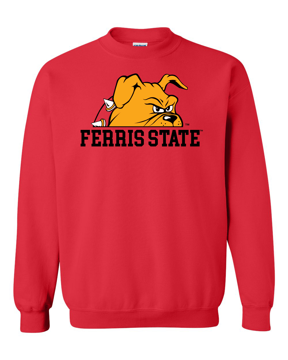 Ferris State Bulldog Half Head Two Color Crewneck Sweatshirt